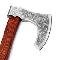 AX-14 - WHITE DEER Hand Forged Viking Christian Axe With Custom Etched Carbon Steel Head