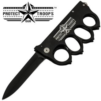 Protect Our Troops Brass Knuckle Trigger Action Folder