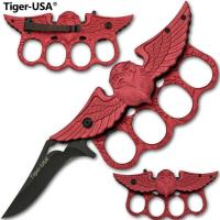 B-163-RD - Red Eagle Knuckle  Trench Knife by Tiger-USA