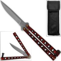 B5RD - Scoundrel Alloy Balisong Butterfly Knife Red &amp; Black Marble Matrix