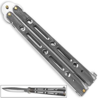 Executive Butterfly Balisong Knife Chromed Silver 10.25in Flipper