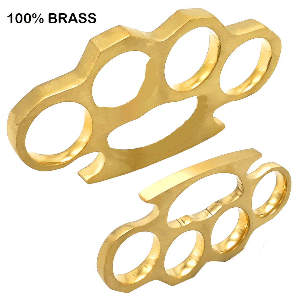 Good Green 100% Pure Brass Four Finger Spiked Brass Knuckle Paper
