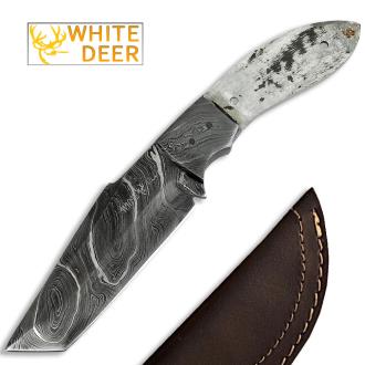 White Deer 1095HC Damascus Steel Japanese Tanto Knife Blank DIY Make-Your-Own Handle