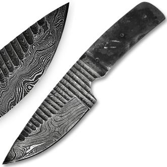 Blank Blade Grooved Damascus Steel Knife Full Tang 1095HC Make Your Own Handle