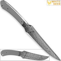BDM-2394 - White Deer Damascus Blank Knife Full Tang Rain Drop Pattern Welded Skinner Blade