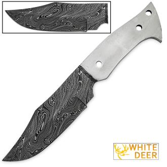 1095HC Damascus Steel Clip Point Knife Blank DIY Make Your Own Handle