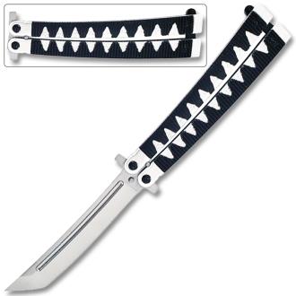 Butterfly Tanto Balisong Knife Samurai Style Aluminum Handle Silver Black