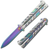 BF-170RB - Swift Rainbow Spear Point Single Edge Blade Balisong Butterly Knife