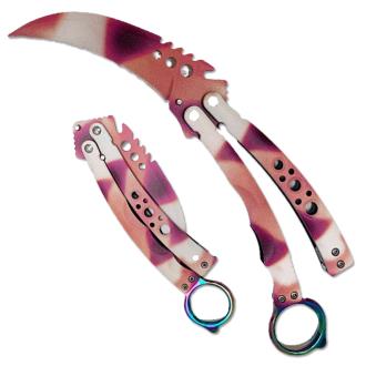 Pink and Purple Karambit Tactical Butterfly Knife Limited Edition