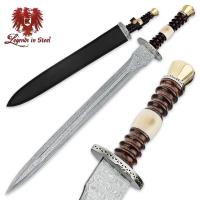 BK2454 - Legends In Steel Renaissance Heartwood and Bone Damascus Sword
