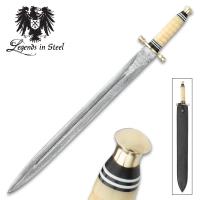 BK2606 - Legends In Steel Genuine Bone and Damascus Steel Sword