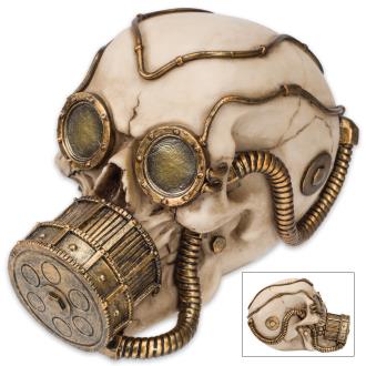 Steampunk Gas Mask Skull Sculpture