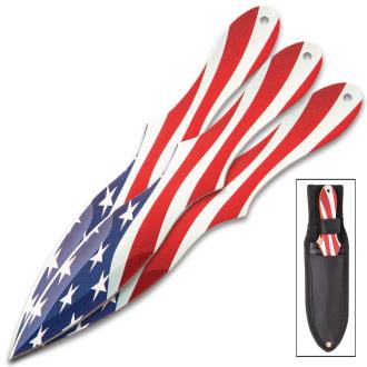 Old Glory Three-Piece Throwing Knife Set With Sheath