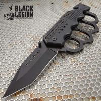 BV575 - Black Folding Knuckle Knife - Stainless Steel Blade