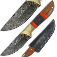 DM-001 - White Deer Damascus Steel Straitback Skinner Knife Solid Bolster Hand Crafted