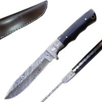 DM-1022 - Handmade Damascus Steel Hunting Knife Buffalo Horn Handle