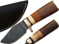 DM-2159 - Custom Made Damascus Steel Hunting Knife w/ Walnut &amp; Camel Bone