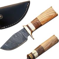 DM-2160 - Custom Made Damascus Steel Hunting Knife w/ Olive Wood Handle 1