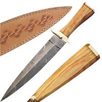 DM-2174 - Custom Made Damascus Steel Hunting Knife w/ Olive Wood Handle