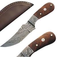 DM-2185 - Custom Made Damascus Steel Skinner Knife w/ Hardwood Handle