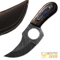 DM-2189 - White Deer Handmade Damascus Steel Skinner Knife with Paka Wood Handle