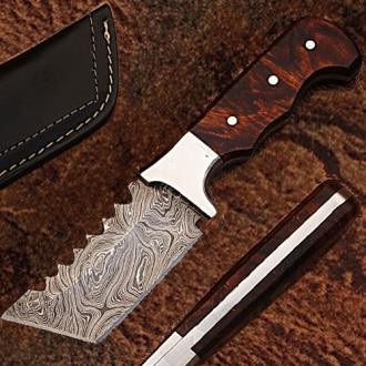 Tracker Damascus Steel with Rose Wood Handle Full Tang