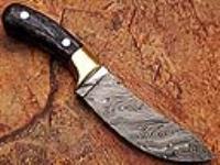 DM-2249 - White Deer Custom Made Damascus Steel  Exotic Wood handle Buffalo Skinner