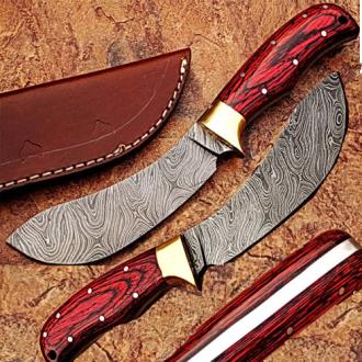 Custom Made Damascus Exotic Dollar Wood Handle Buffalo Skinner 1