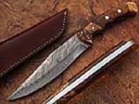DM-2276 - White Deer Exclusive Damascus Steel Bowie Knife With Rose Wood &amp; Burl Olive Wood