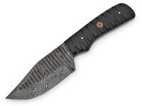 WDM-2375 - White Deer Custom Grooved Damascus Steel Knife Full Tang Black Micarta Handle