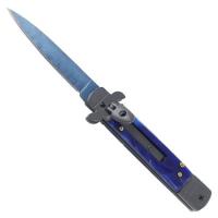 DM1875A - Automatic Deep Blue Stiletto Damascus Knife