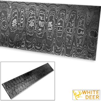 White Deer Ladder Pattern Billet Damascus Steel Forge Welded 10in x 2in x 5mm Raw