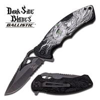 DS-A001BGY - Dark Side Gray Skull Spring Assisted Knife