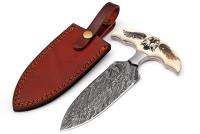 DK-5066-E - Full Tang Push Dagger Damascus Steel Hunting Knife W/ Sheath