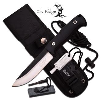 Elk Ridge Tactical Knife Bushcraft Survival Kit with Molle Sheath, Sharpening Stone, Firesteel, Striker