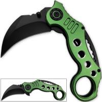 ET01RN - Tactical Extreme Karambit Knife | Spring Assisted Blade Green Handle