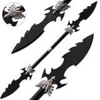 EW-0069 - Dueling Dragons Double Blade Fantasy Spear Naginata Steel 48in Long