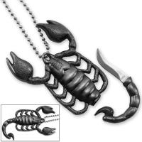 EW-0081 - Scorpion Sting Neck Knife Necklace Pendant w Ball Chain All Metal