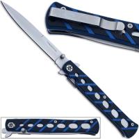 EW782-50 - Full Size Slickster Stiletto Knife Slim Fox Blue Folding G10 Handle