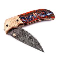 FDM-04 - White Deer Custom Hand Made Executive Series Damascus Folding Knife