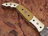 FDM-2522 - Executive Series Folding Damascus Gurkha Knife High-End Camel Bone w Brass
