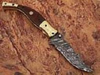 FDM-2525 - Executive Series Baekelite ENGRAVED Clip-Point Folding Damascus Knife Solid Brass Bolstered