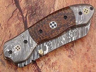 White Deer Unique Damascus Steel Tanto Wharncliffe Folding Knife Micarta Handle