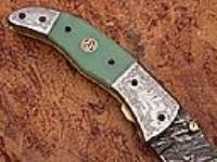 FDM-2530 - Magnum Trailmaster Damascus Folding Knife ENGRAVED Steel Bolster Composite Grip