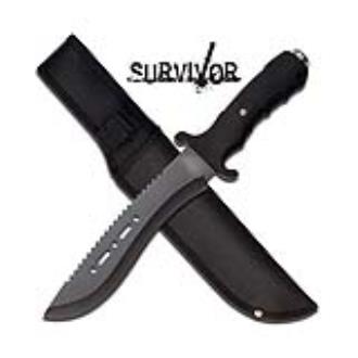 Sawback Survivor Ultimate Extractor Bowie Survival Knife Black Glass Breaker