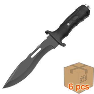 Case of 6pcs Ultimate Extractor Bowie Survival Knife Black with sheath