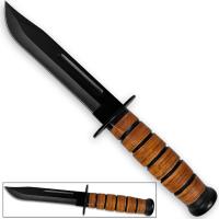 HK-1274 - US Navy Reproduction WWII Fighting Knife Kabar-style Combat Type Leather Grip