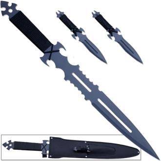American Ninja Warrior Loadout Sword & 2 Throwing Knives with Sheath Shoulder Strap