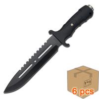 HK-1081F_6pcs - Case of 6pcs Ultimate Extractor Bowie Survival Knife Black with a Sheath