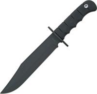 HK117-140A - Defender Bowie Knife Camping Hunting Hiking Survival ALL BLACK Rubberized Grip